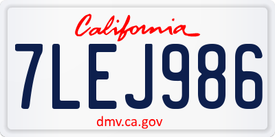 CA license plate 7LEJ986