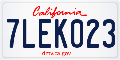 CA license plate 7LEK023