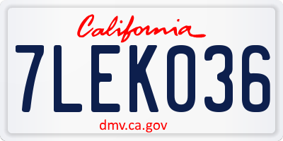 CA license plate 7LEK036