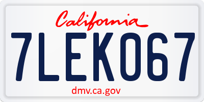 CA license plate 7LEK067