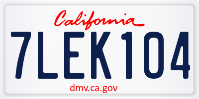 CA license plate 7LEK104