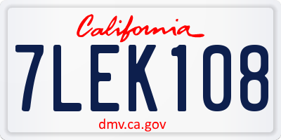 CA license plate 7LEK108