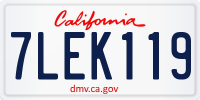 CA license plate 7LEK119