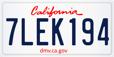 CA license plate 7LEK194