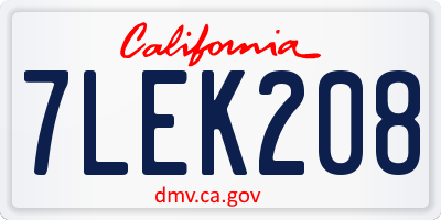 CA license plate 7LEK208