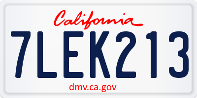 CA license plate 7LEK213