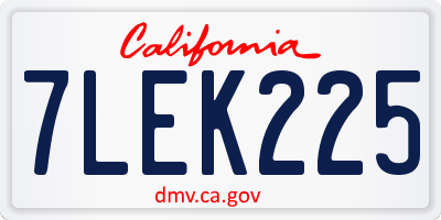 CA license plate 7LEK225