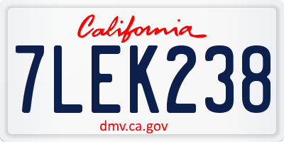 CA license plate 7LEK238