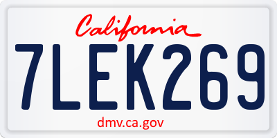 CA license plate 7LEK269