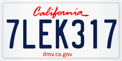 CA license plate 7LEK317
