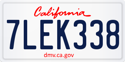 CA license plate 7LEK338