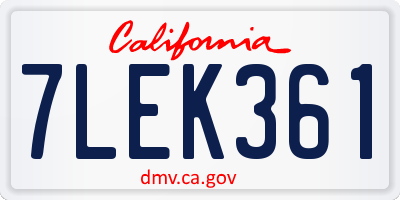 CA license plate 7LEK361