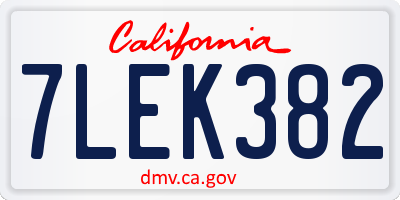 CA license plate 7LEK382