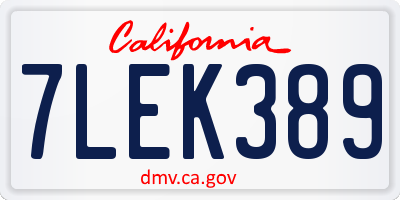 CA license plate 7LEK389
