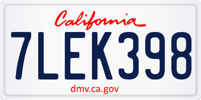CA license plate 7LEK398