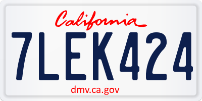 CA license plate 7LEK424