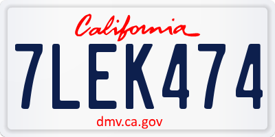 CA license plate 7LEK474
