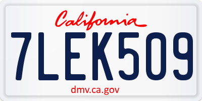 CA license plate 7LEK509
