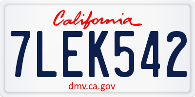 CA license plate 7LEK542