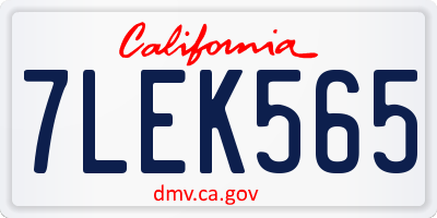 CA license plate 7LEK565