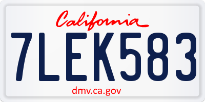 CA license plate 7LEK583