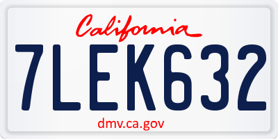 CA license plate 7LEK632