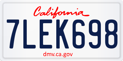 CA license plate 7LEK698