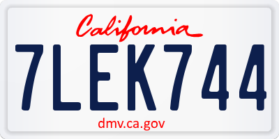 CA license plate 7LEK744