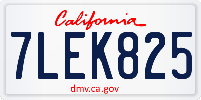 CA license plate 7LEK825