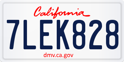 CA license plate 7LEK828