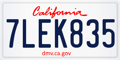 CA license plate 7LEK835