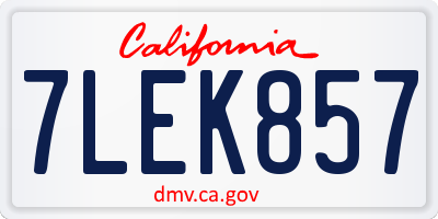 CA license plate 7LEK857