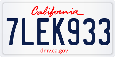 CA license plate 7LEK933