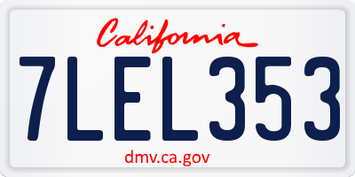 CA license plate 7LEL353