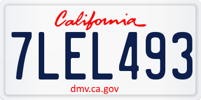 CA license plate 7LEL493