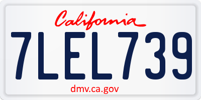 CA license plate 7LEL739
