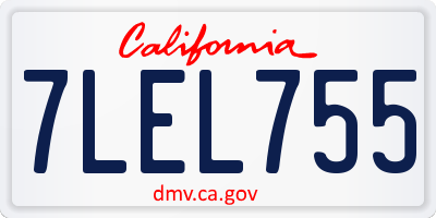CA license plate 7LEL755