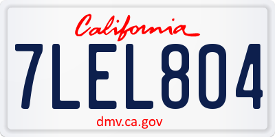 CA license plate 7LEL804
