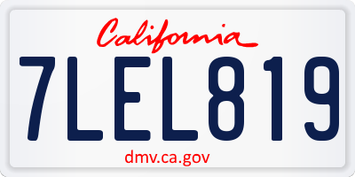 CA license plate 7LEL819