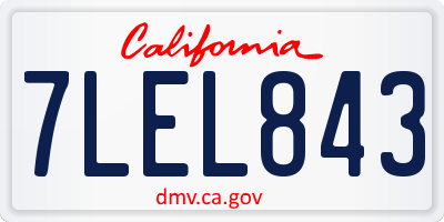 CA license plate 7LEL843