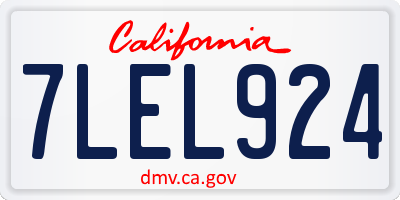 CA license plate 7LEL924