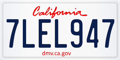 CA license plate 7LEL947