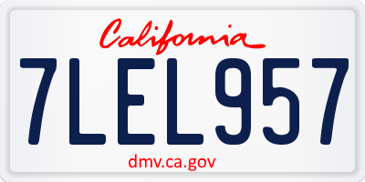 CA license plate 7LEL957