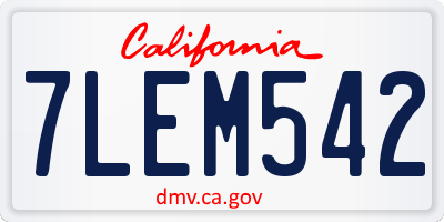 CA license plate 7LEM542