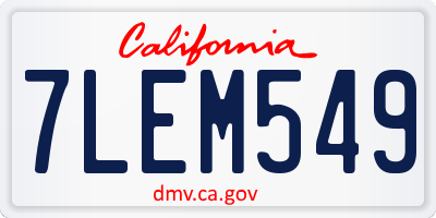 CA license plate 7LEM549