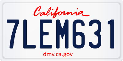 CA license plate 7LEM631