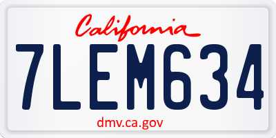 CA license plate 7LEM634