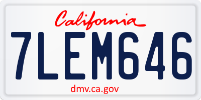 CA license plate 7LEM646
