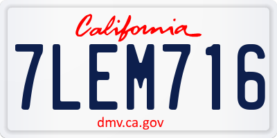 CA license plate 7LEM716