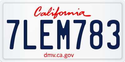 CA license plate 7LEM783